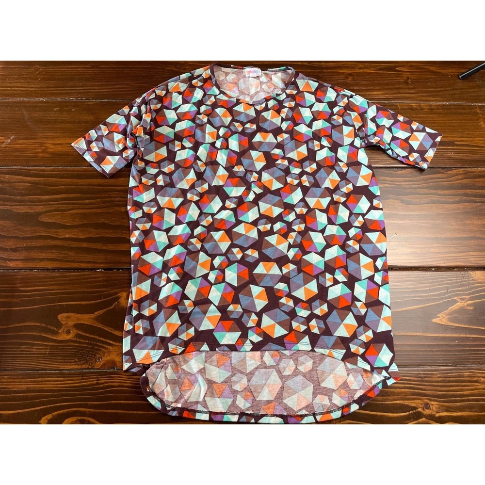 LuLaRoe Shirt Women's Size XXS, Multicolor, Tee, Short Sleeve, Geometric Pattern
